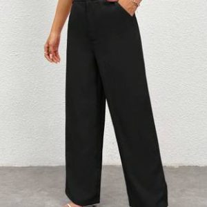 Women Regular Fit Black Cotton Blend Trousers