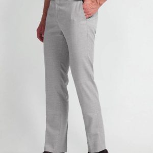 Men Slim Fit Grey Polyester Formal Trousers For Western Wear