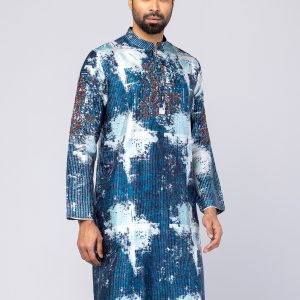 Printed and Embroidered Silk Panjabi For Formal Wear