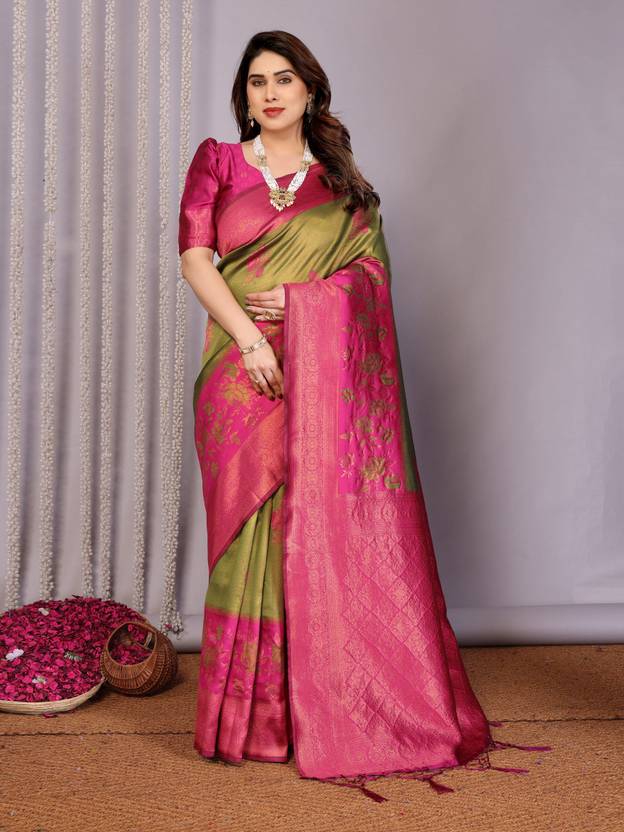 Woven Kanjivaram Pure Silk, Art Silk Saree - Image 6