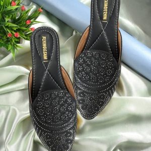 FLYING&SAM Woman's Nubuck Embellished Bellies Sandal